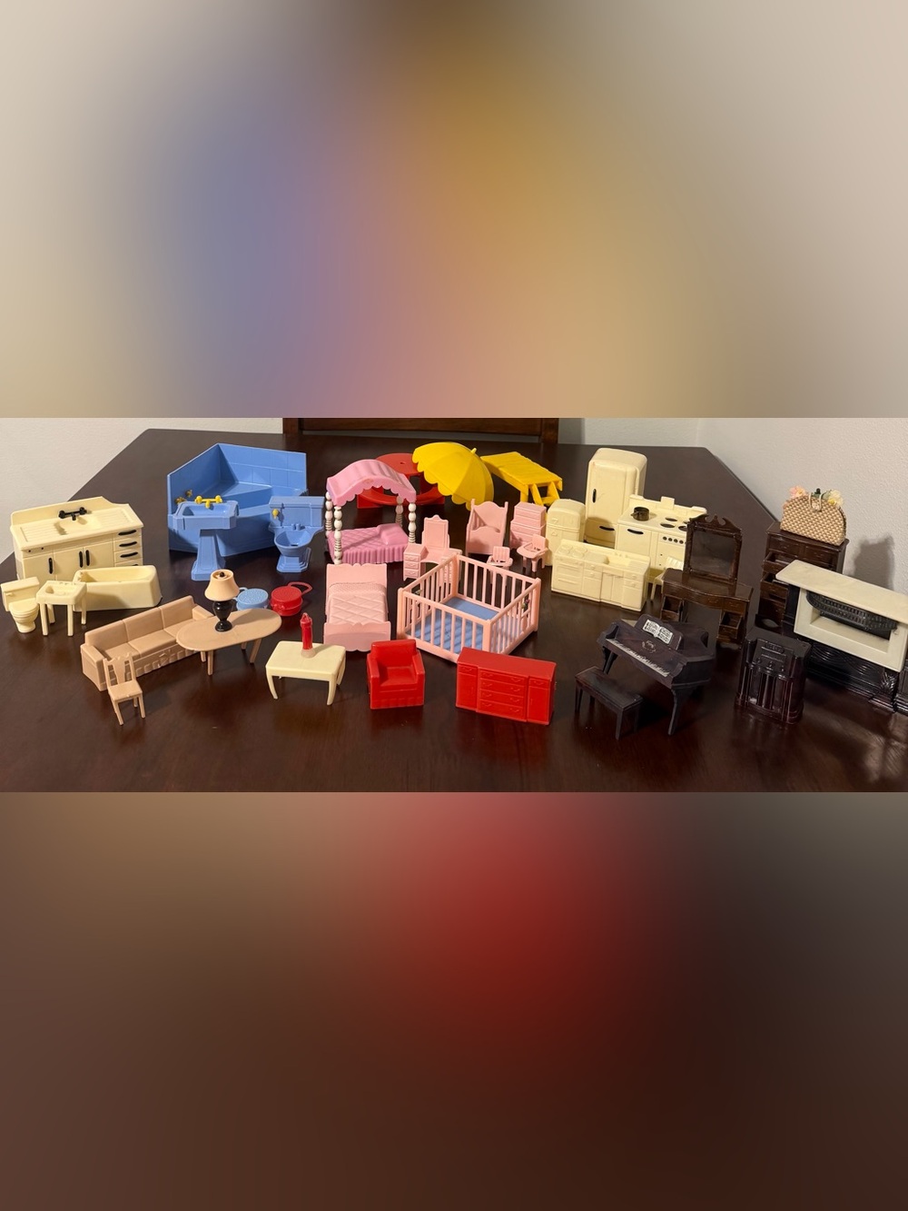 Lot Of Vintage Doll House Furniture-Plastic